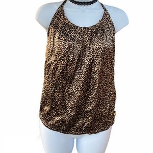 Express Design Cheetah Print Halter Top Blouse